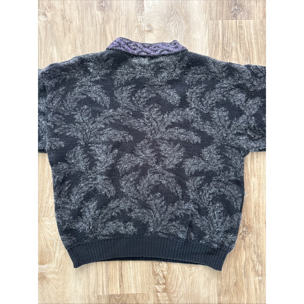VTG Jed Mens Sweater Size M Gray Black And Purple - Picture 7 of 9